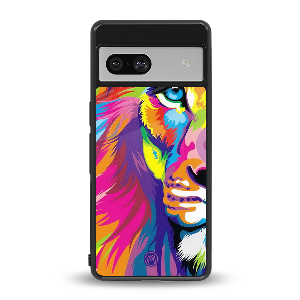 colourful fierce lion back phone cover | glass case for Google Pixel 7