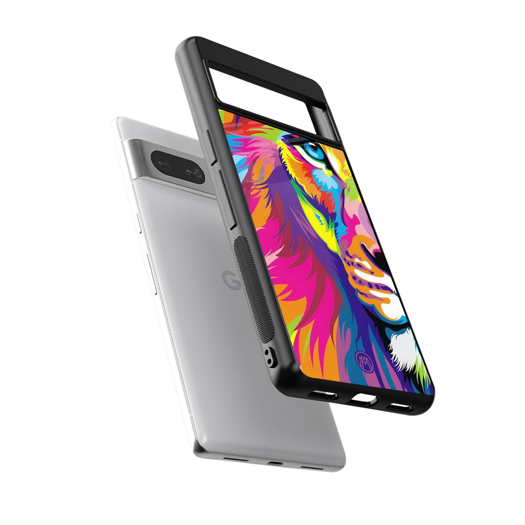 colourful fierce lion back phone cover | glass case for Google Pixel 7