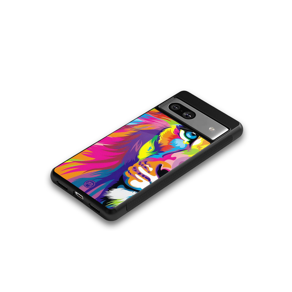 colourful fierce lion back phone cover | glass case for Google Pixel 7
