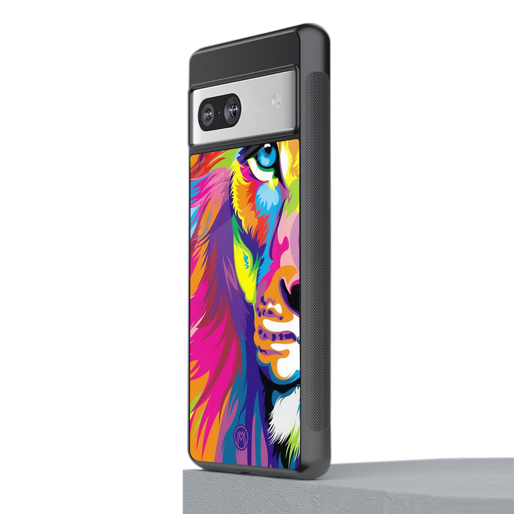 colourful fierce lion back phone cover | glass case for Google Pixel 7