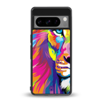 colourful fierce lion back phone cover | glass case for google pixel 8 pro
