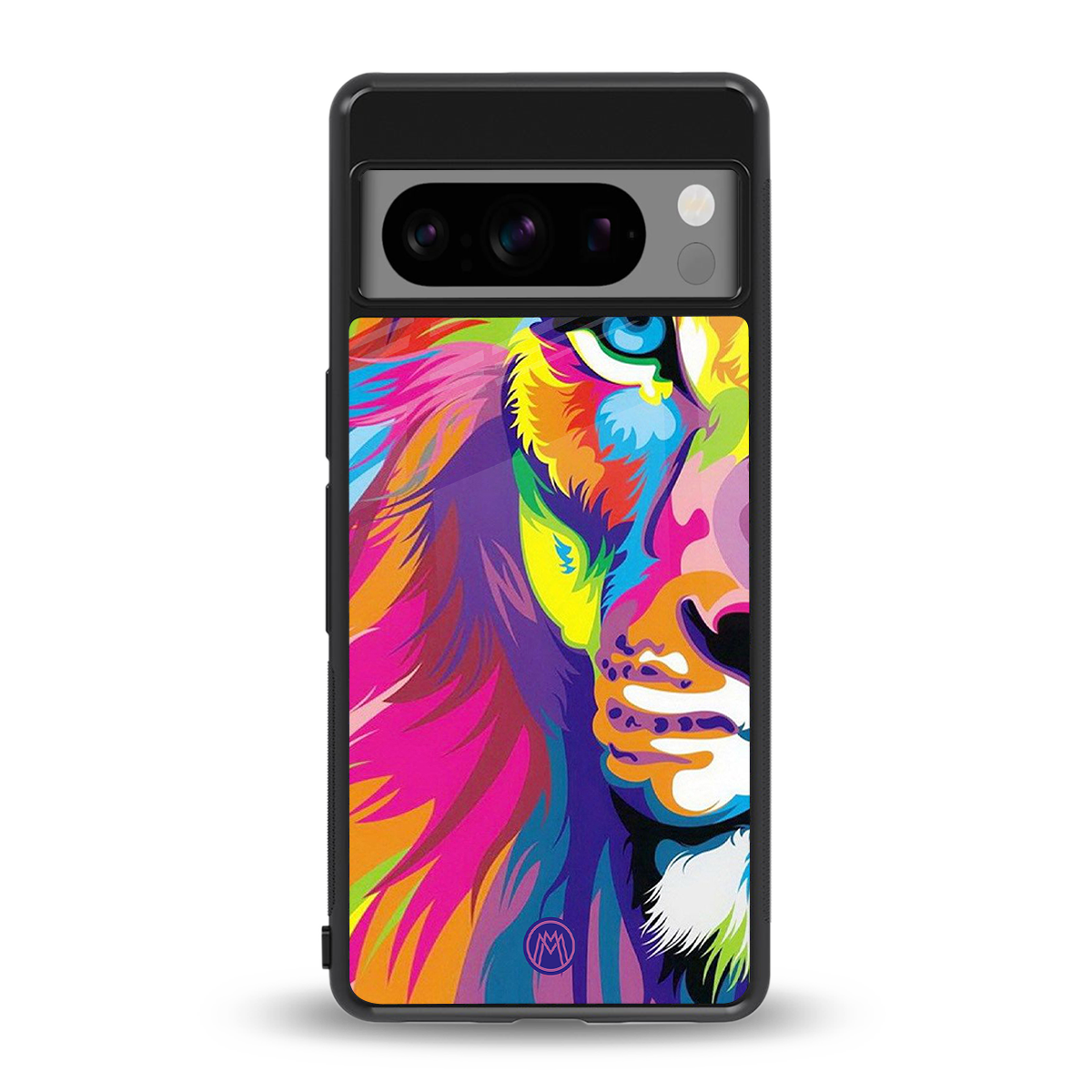 colourful fierce lion back phone cover | glass case for google pixel 8 pro