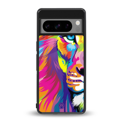 colourful fierce lion back phone cover | glass case for google pixel 8 pro