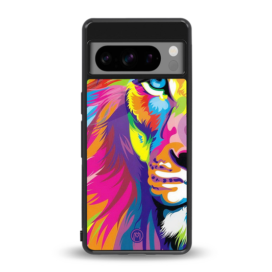 colourful fierce lion back phone cover | glass case for google pixel 8 pro