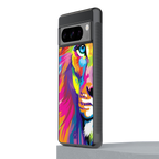 colourful fierce lion back phone cover | glass case for google pixel 8 pro