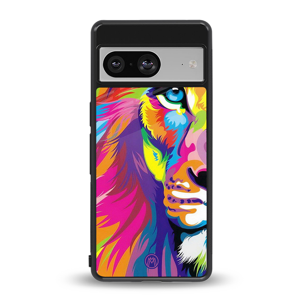 colourful fierce lion back phone cover | glass case for Google Pixel 8