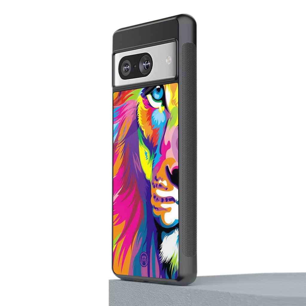 colourful fierce lion back phone cover | glass case for Google Pixel 8