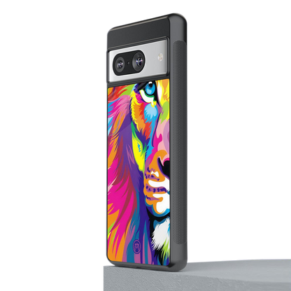 colourful fierce lion back phone cover | glass case for Google Pixel 8