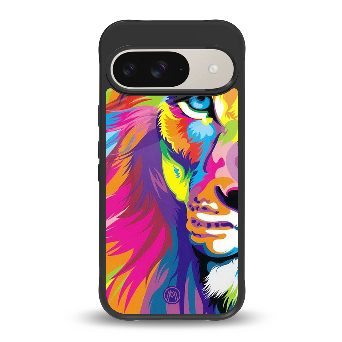 colourful fierce lion back phone cover | glass case for google pixel 9