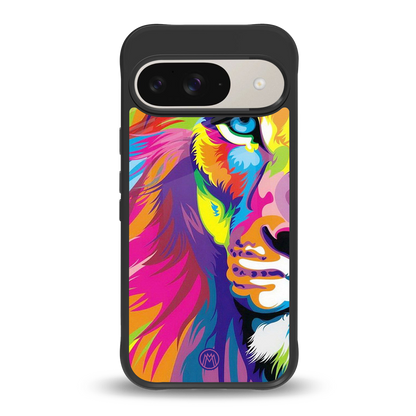 colourful fierce lion back phone cover | glass case for google pixel 9