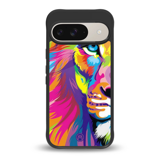 colourful fierce lion back phone cover | glass case for google pixel 9