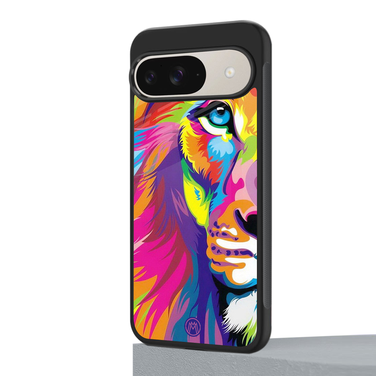 colourful fierce lion back phone cover | glass case for google pixel 9