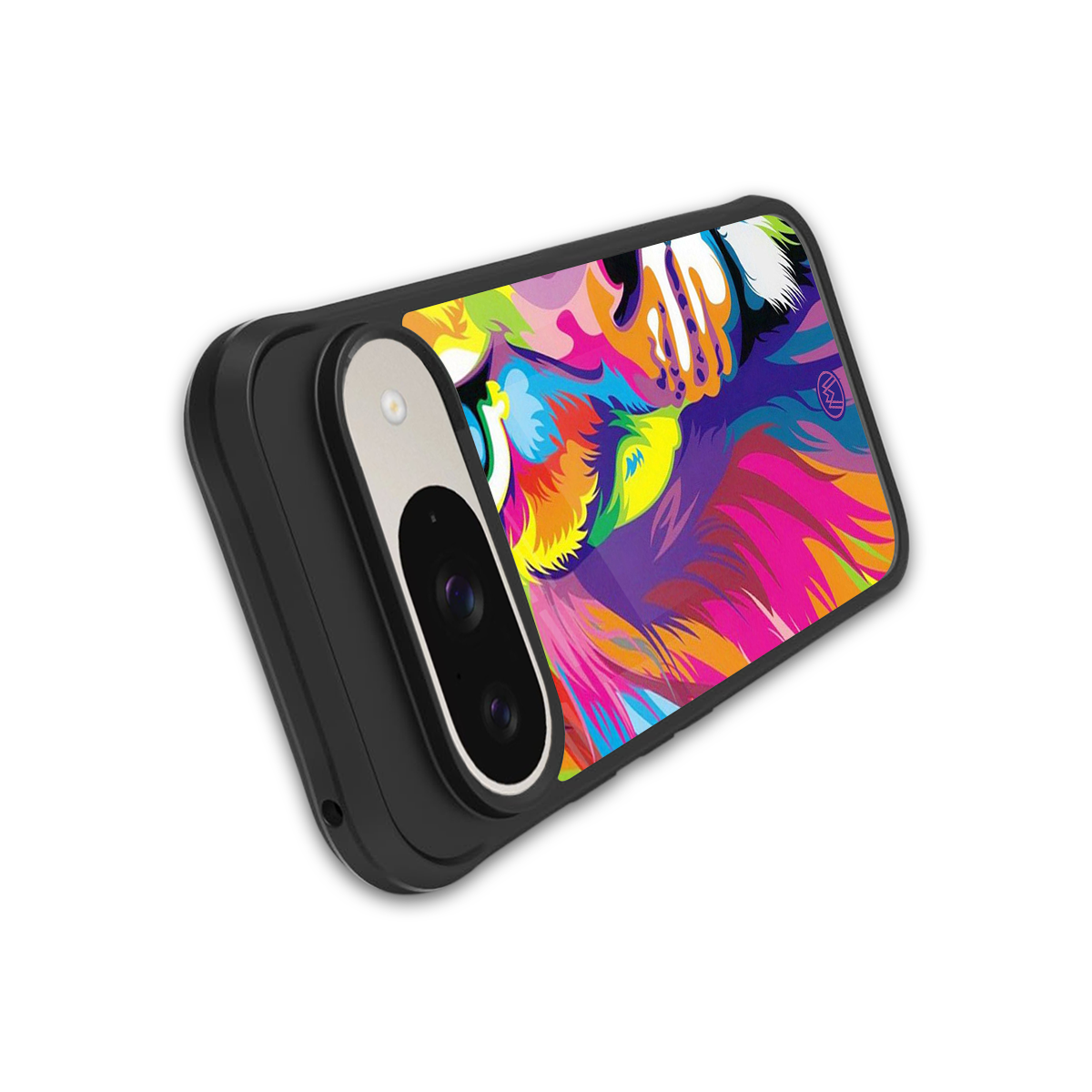 colourful fierce lion back phone cover | glass case for google pixel 9