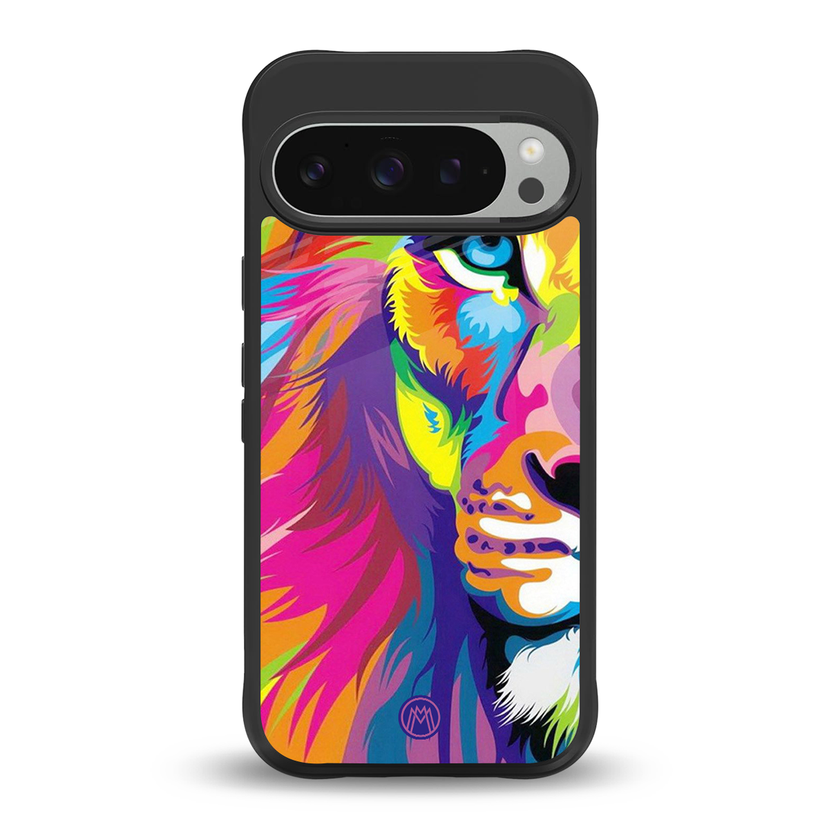colourful fierce lion back phone cover | glass case for google pixel 9 pro
