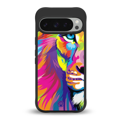 colourful fierce lion back phone cover | glass case for google pixel 9 pro