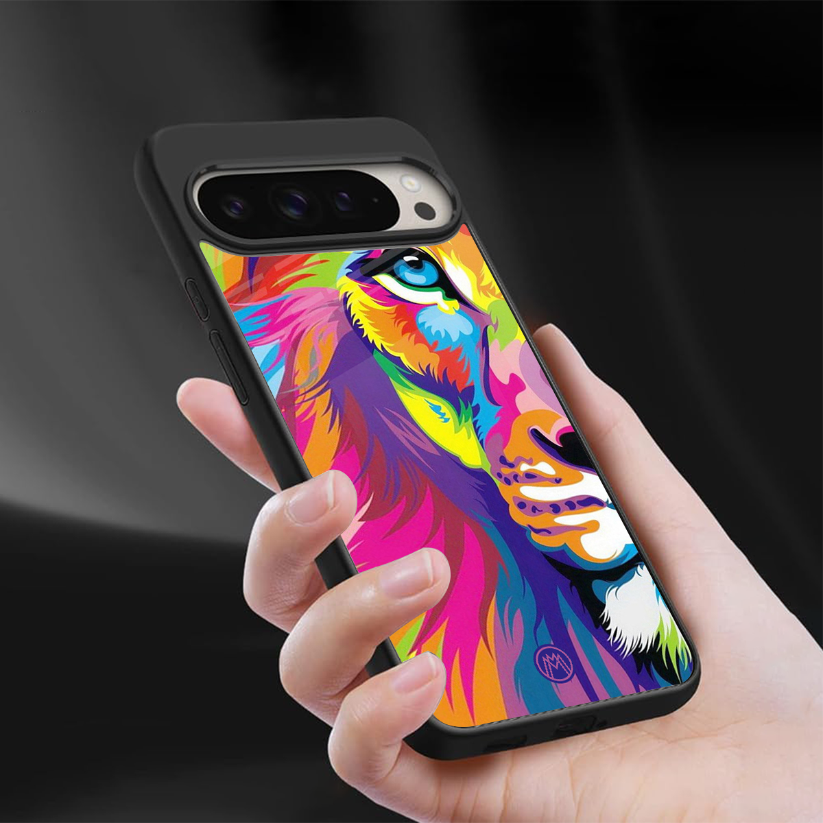 colourful fierce lion back phone cover | glass case for google pixel 9 pro