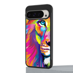 colourful fierce lion back phone cover | glass case for google pixel 9 pro