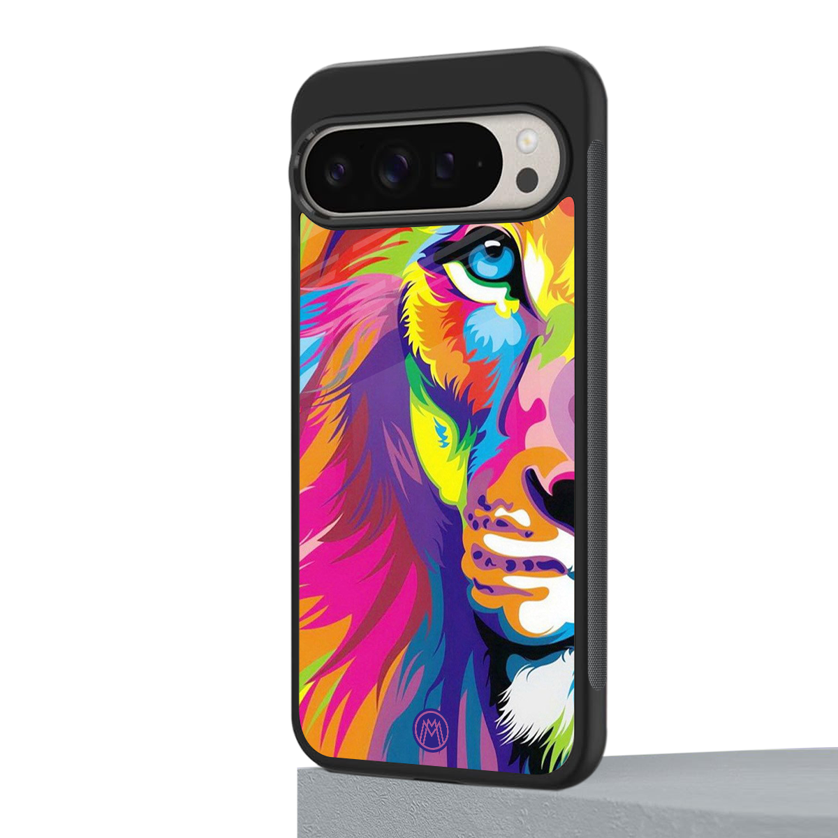 colourful fierce lion back phone cover | glass case for google pixel 9 pro