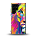 colourful fierce lion back phone cover | glass case for samsung galaxy s23 ultra