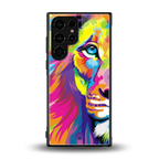 colourful fierce lion back phone cover | glass case for samsung galaxy s23 ultra