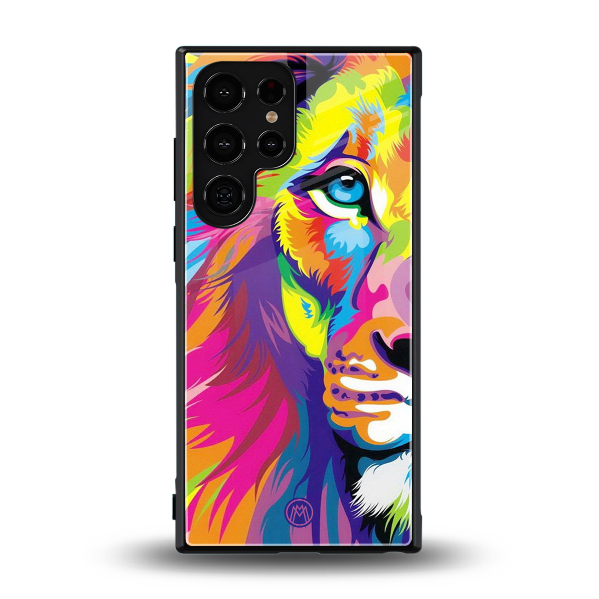 colourful fierce lion back phone cover | glass case for samsung galaxy s23 ultra