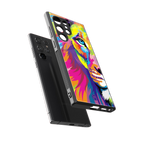 colourful fierce lion back phone cover | glass case for samsung galaxy s23 ultra