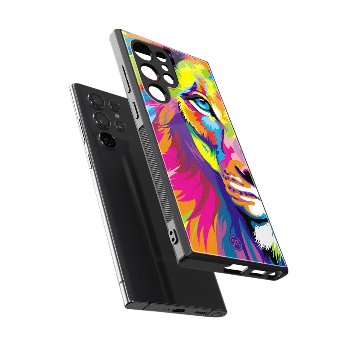 colourful fierce lion back phone cover | glass case for samsung galaxy s23 ultra