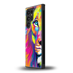 colourful fierce lion back phone cover | glass case for samsung galaxy s23 ultra