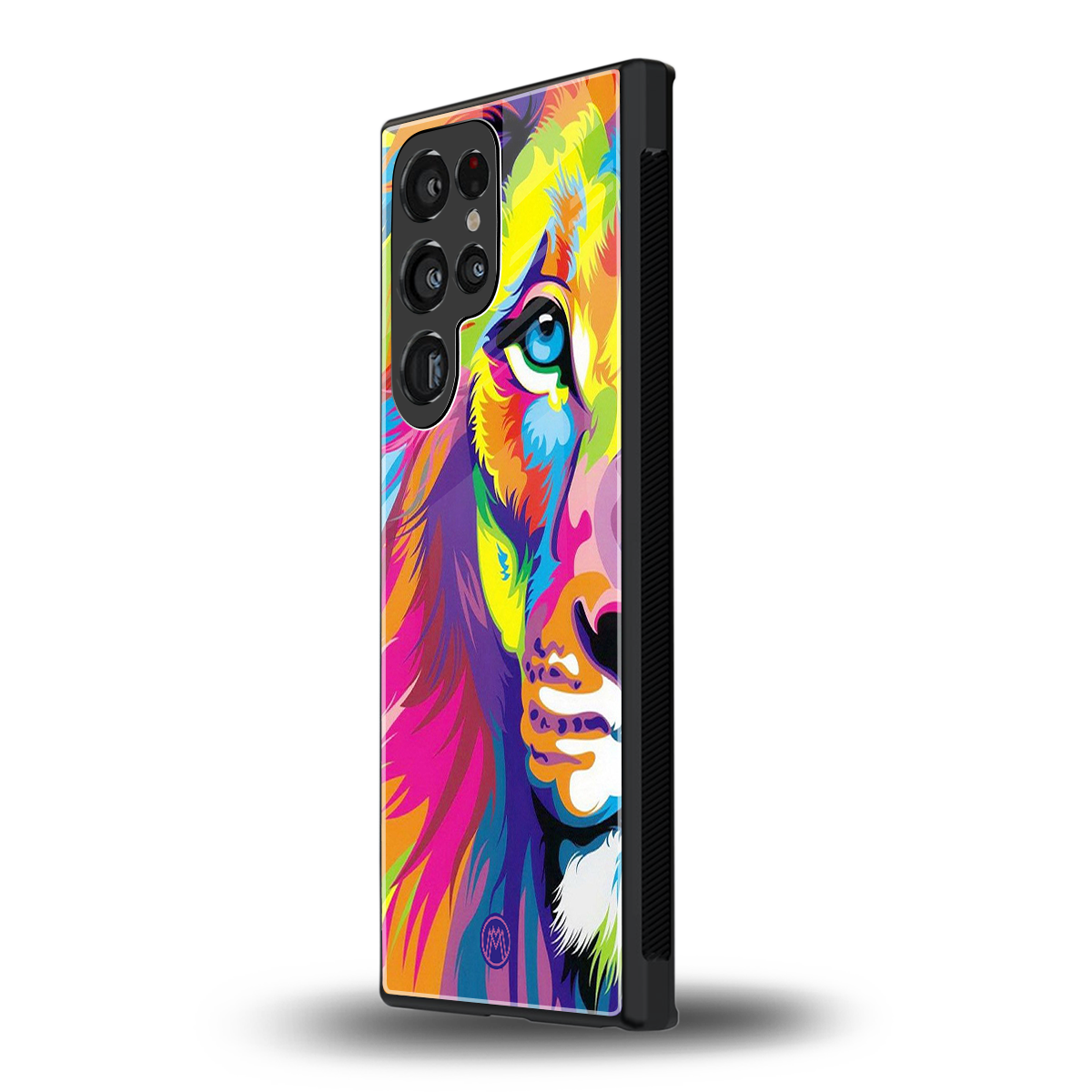 colourful fierce lion back phone cover | glass case for samsung galaxy s23 ultra