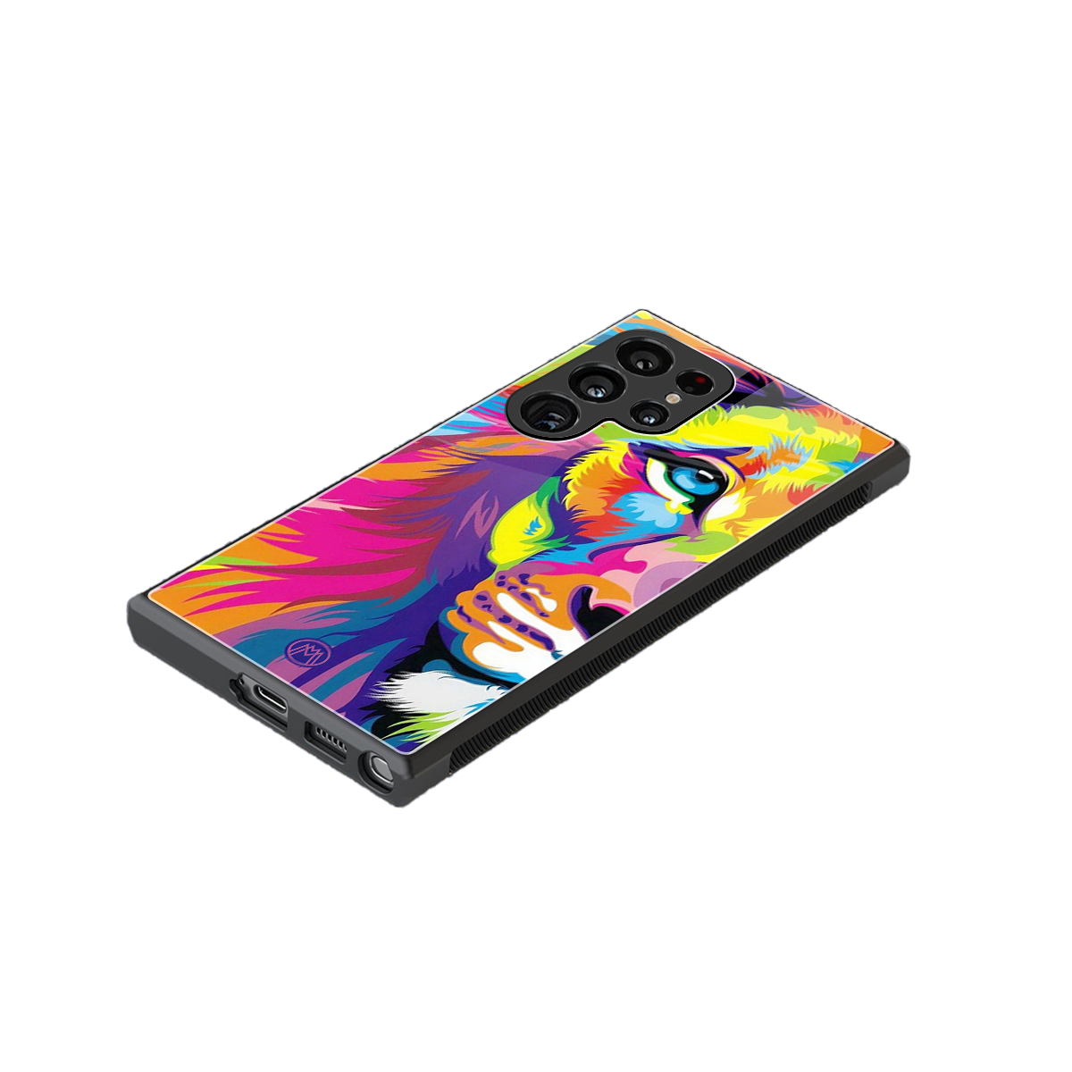 colourful fierce lion back phone cover | glass case for samsung galaxy s23 ultra