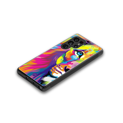 colourful fierce lion back phone cover | glass case for samsung galaxy s25 ultra