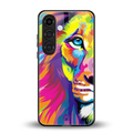 colourful fierce lion back phone cover | glass case for samsung galaxy s24 fe