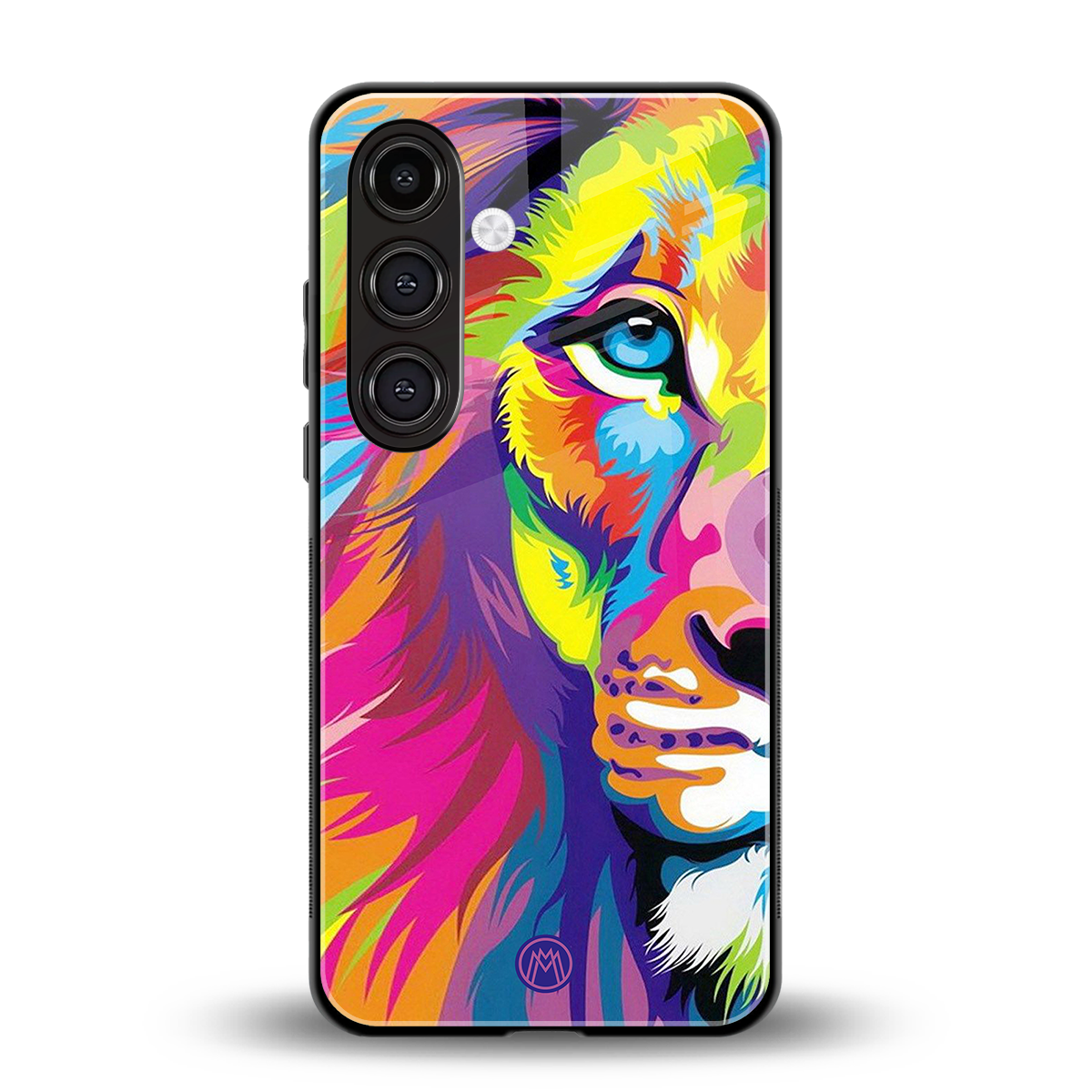 colourful fierce lion back phone cover | glass case for samsung galaxy s24 plus