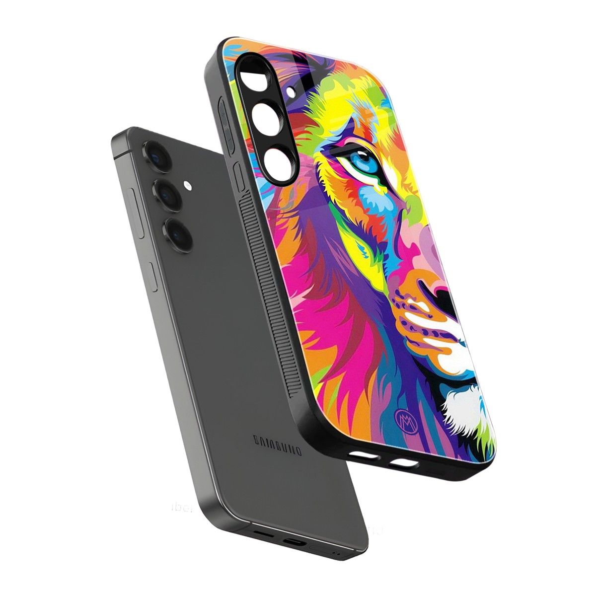 colourful fierce lion back phone cover | glass case for samsung galaxy s24 plus