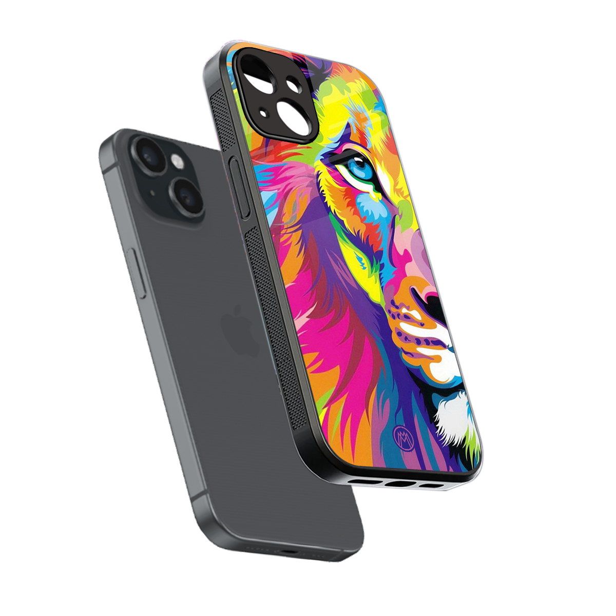 colourful fierce lion back phone cover | glass case for iphone 15