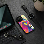 colourful fierce lion back phone cover | glass case for iphone 14 plus