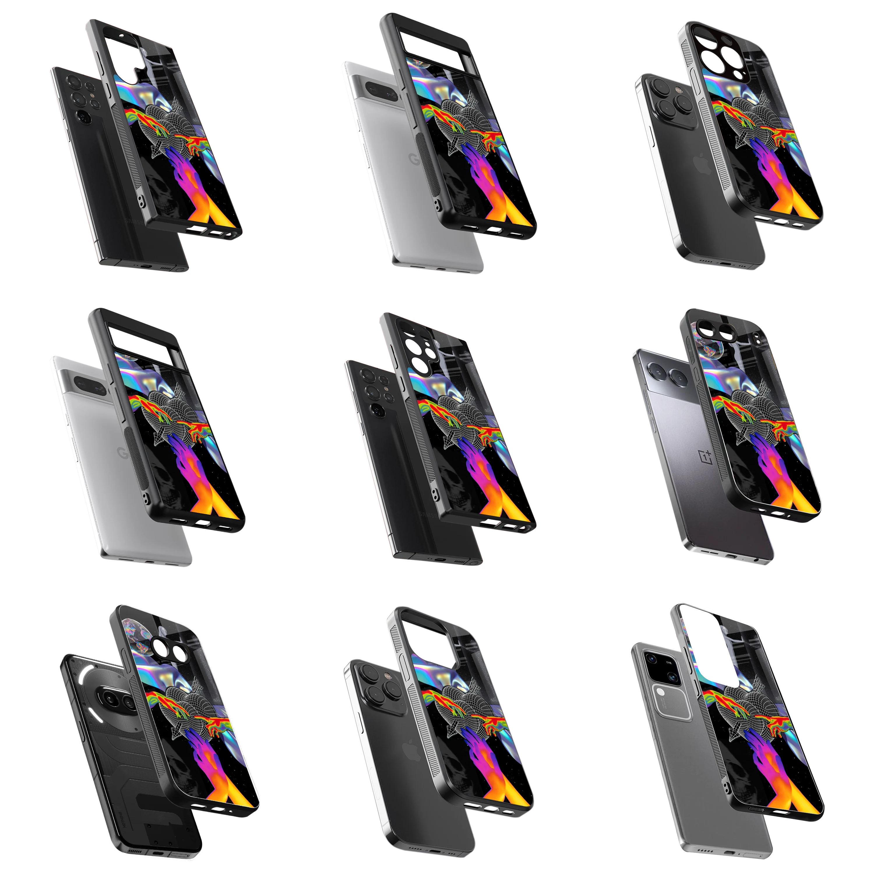Durable Glass Back Mobile Case for iPhone, Samsung, OnePlus, Google Pixel, Redmi, Vivo, Oppo