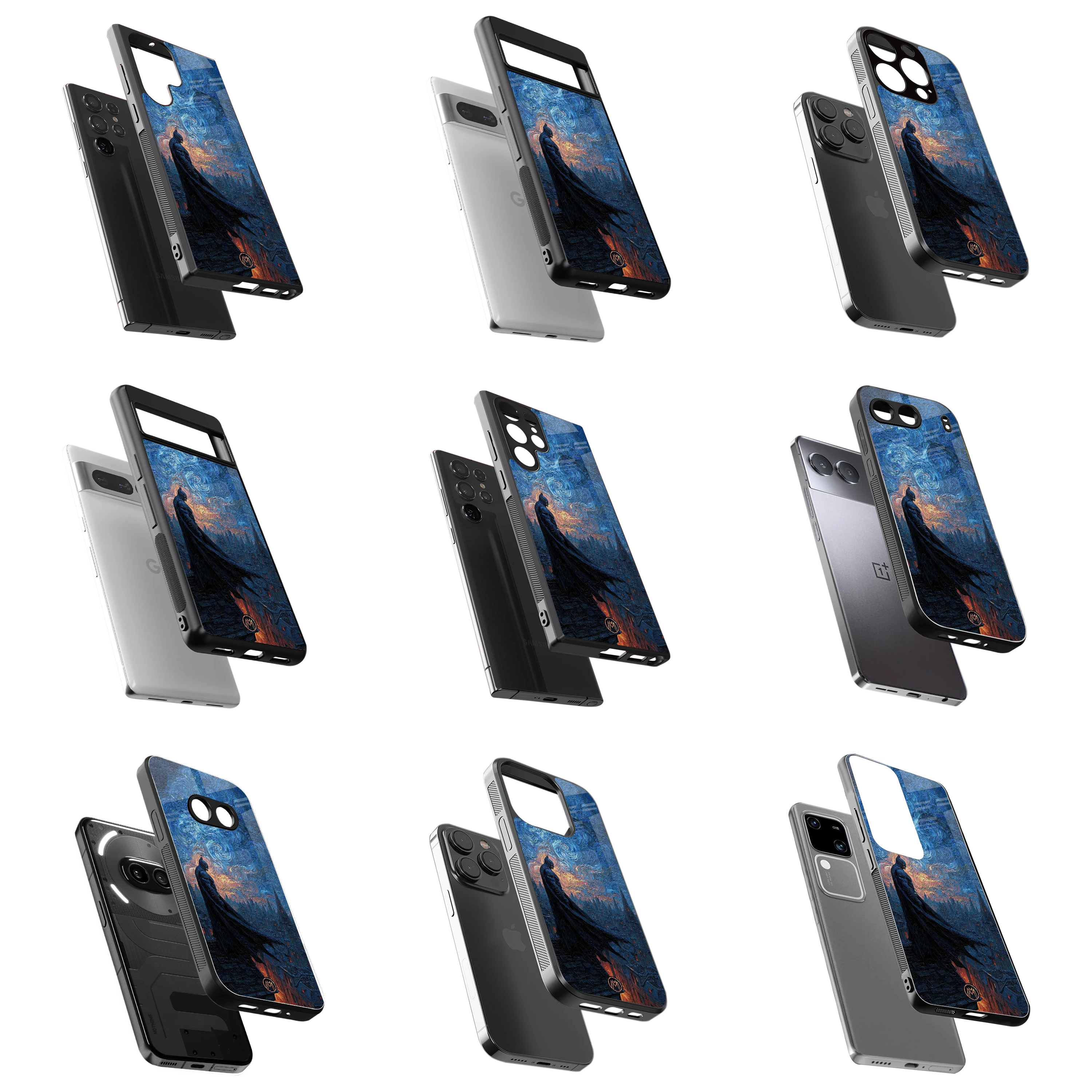 Durable Glass Back Mobile Case for iPhone, Samsung, OnePlus, Google Pixel, Redmi, Vivo, Oppo