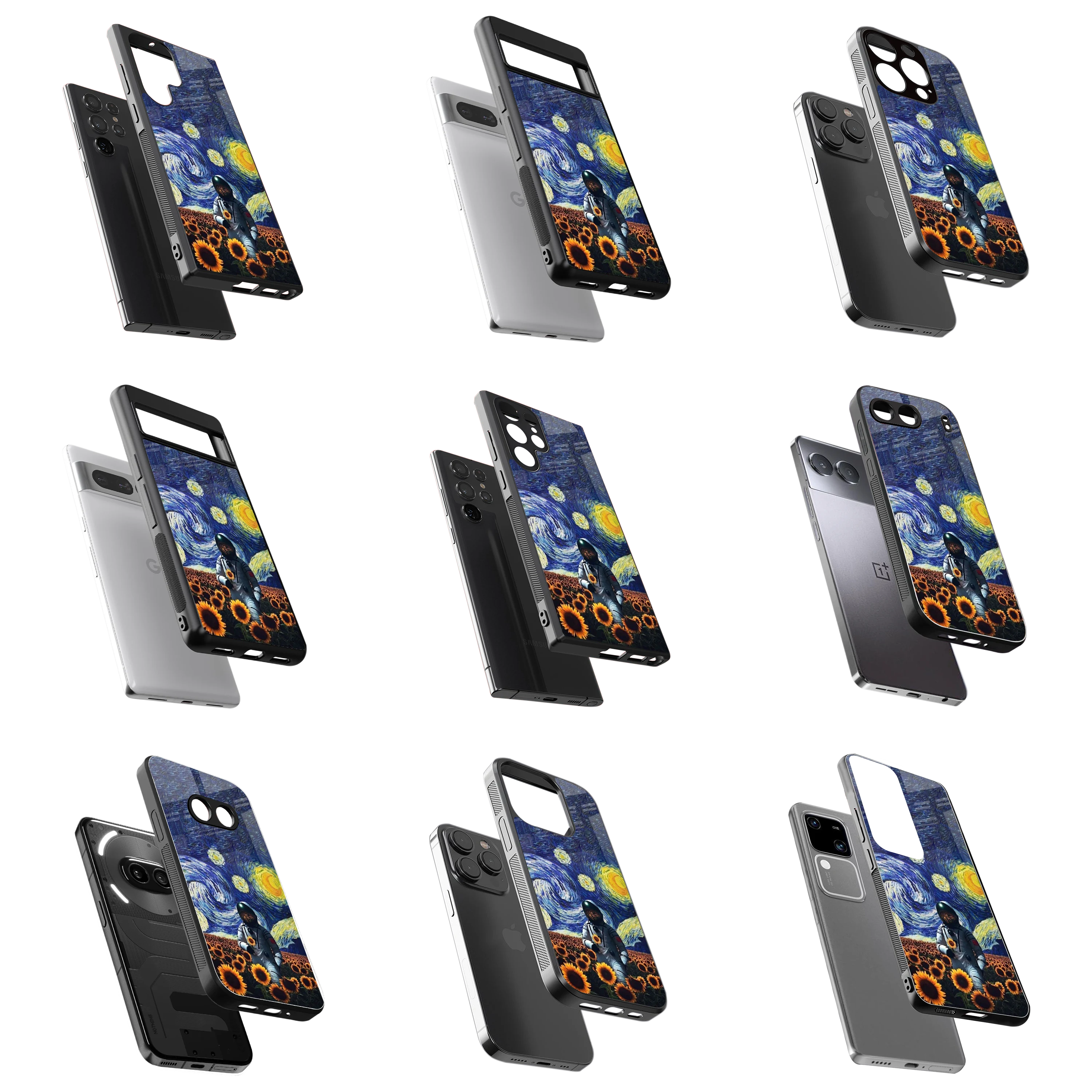 Durable Glass Back Mobile Case for iPhone, Samsung, OnePlus, Google Pixel, Redmi, Vivo, Oppo