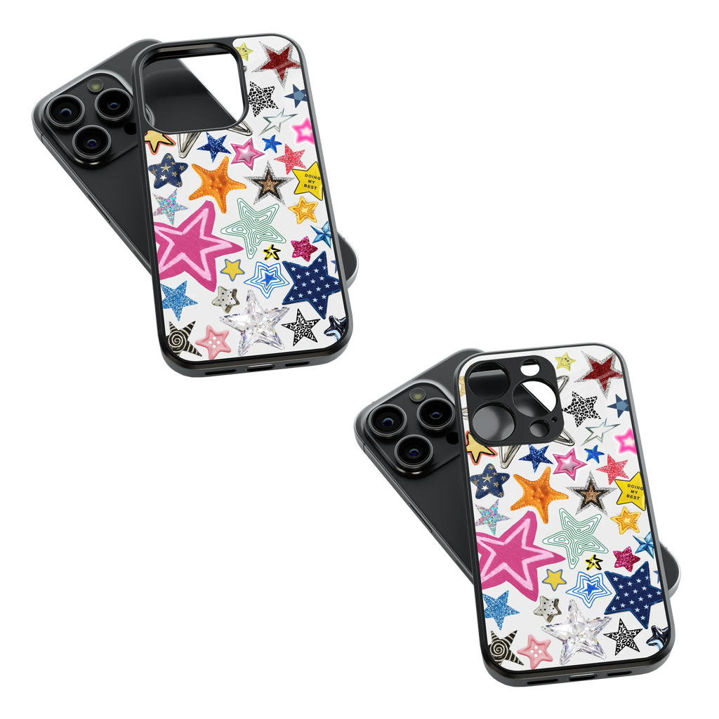 Trendy Glass Back Mobile Case for iPhone, Samsung, Redmi, OnePlus, Google Pixel, Motorola