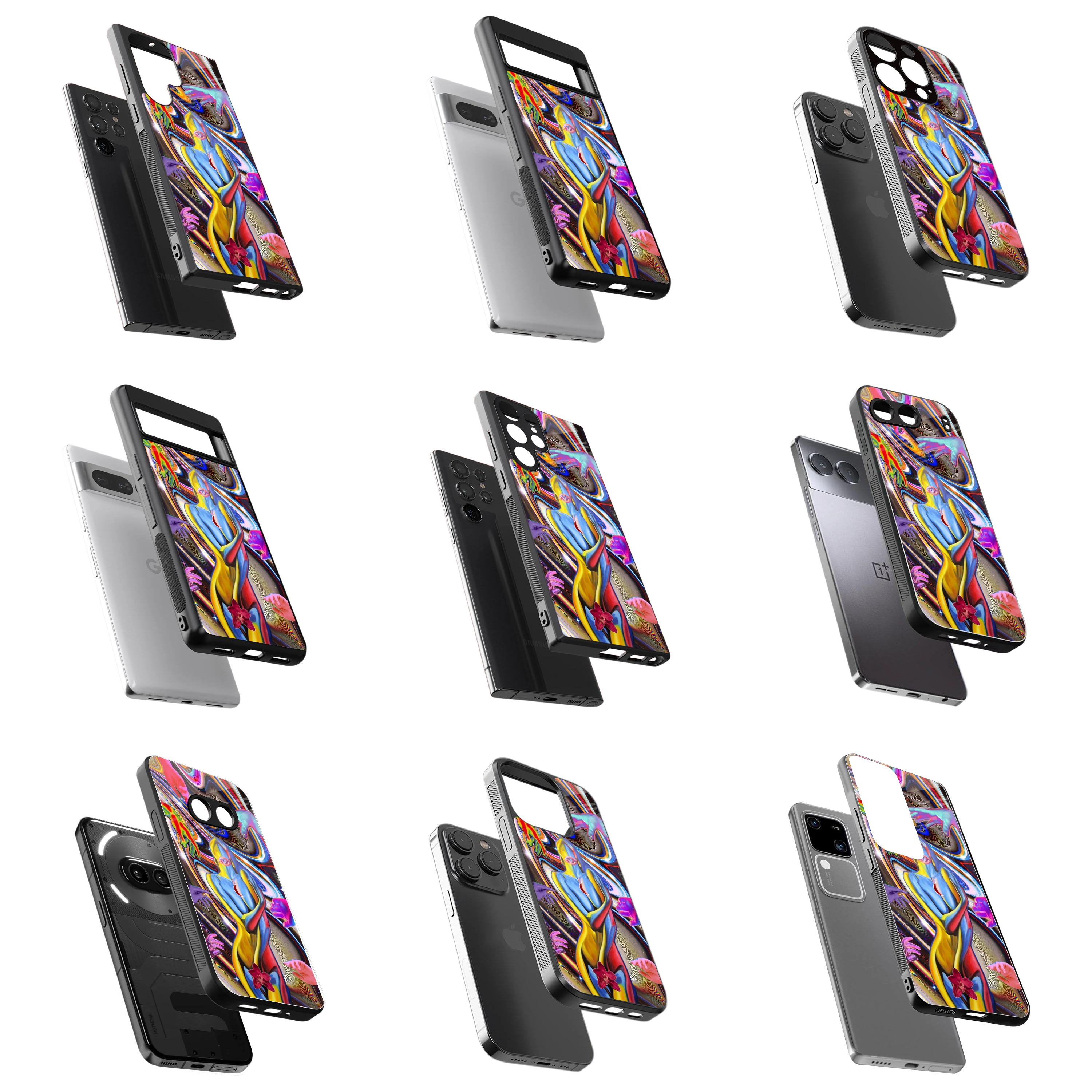 Durable Glass Back Mobile Case for iPhone, Samsung, OnePlus, Google Pixel, Redmi, Vivo, Oppo