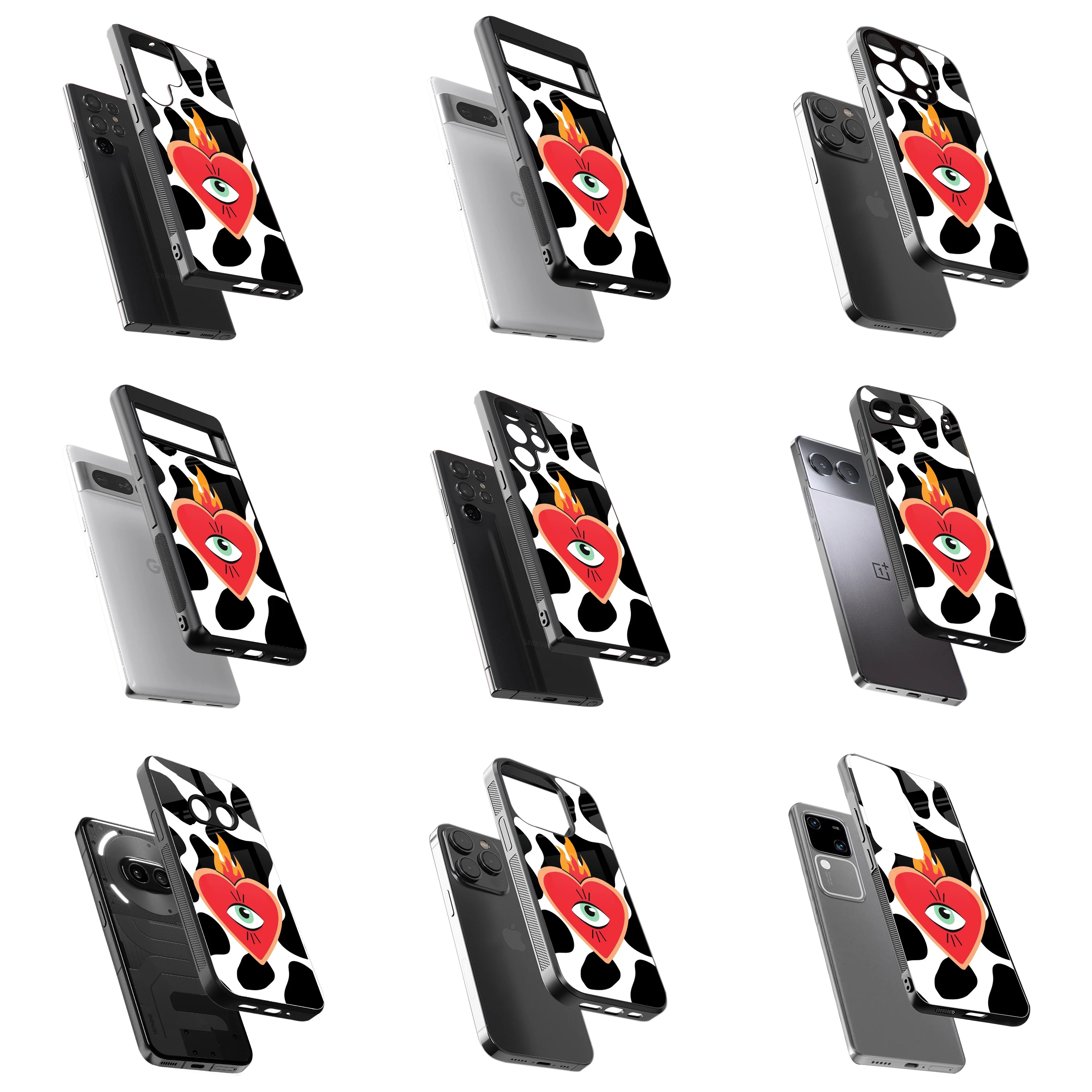 Durable Glass Back Mobile Case for iPhone, Samsung, OnePlus, Google Pixel, Redmi, Vivo, Oppo