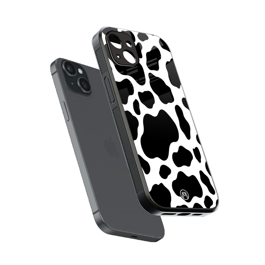 cow fur back phone cover | glass case for iphone 15 plus