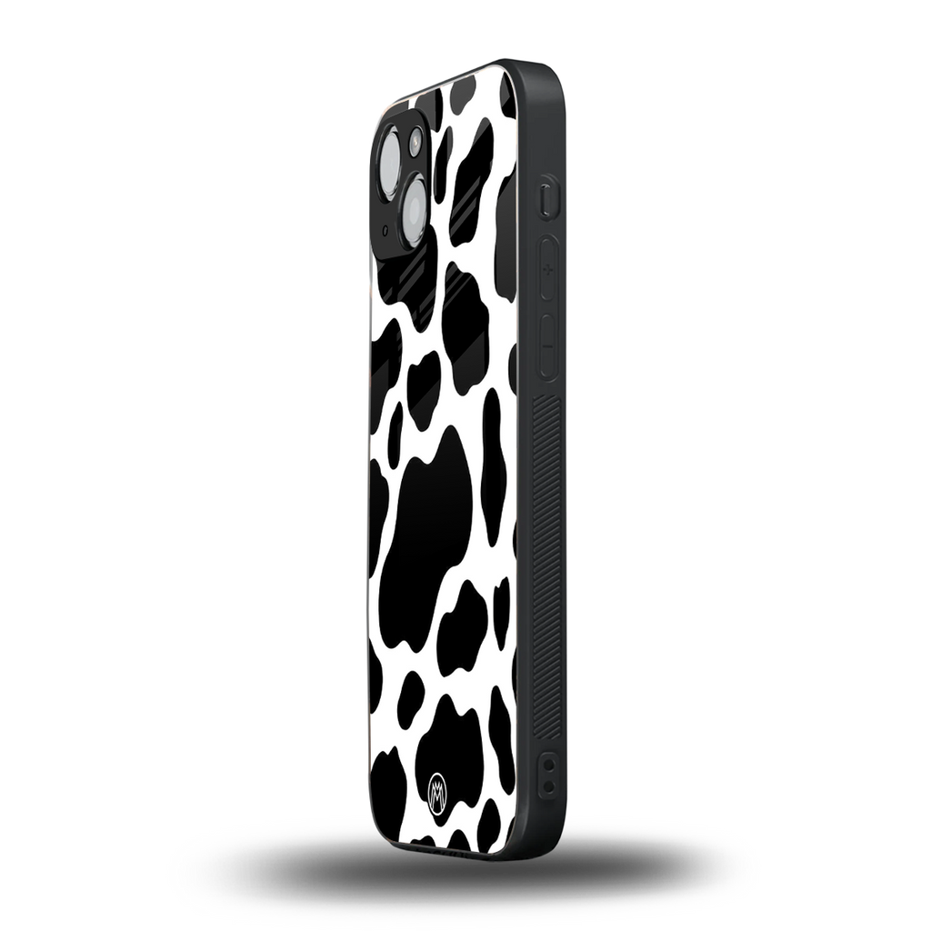 cow fur back phone cover | glass case for iphone 14 plus