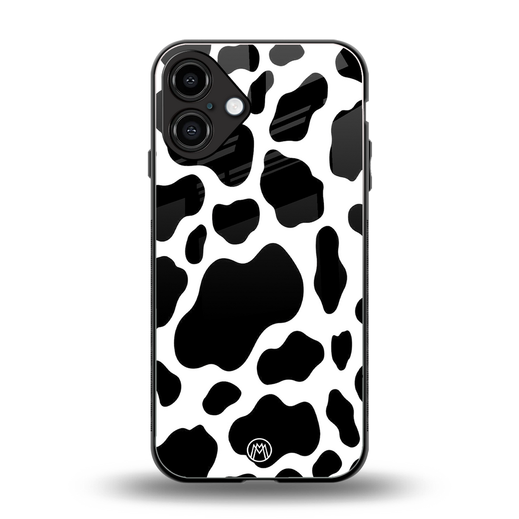 cow fur back phone cover | glass case for iphone 16 plus