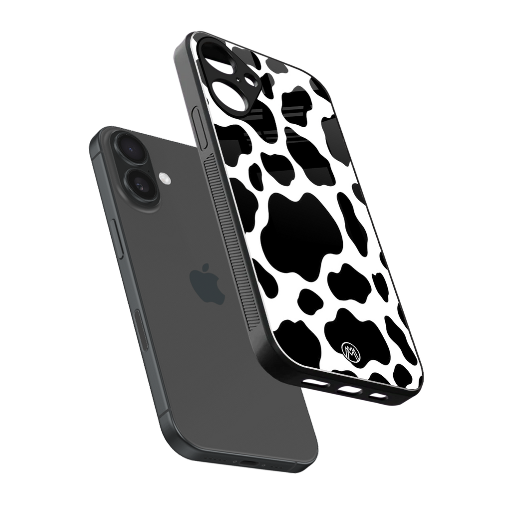 cow fur back phone cover | glass case for iphone 16 plus