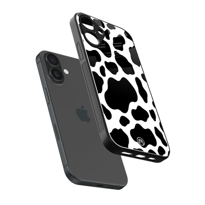 cow fur back phone cover | glass case for iphone 16 plus