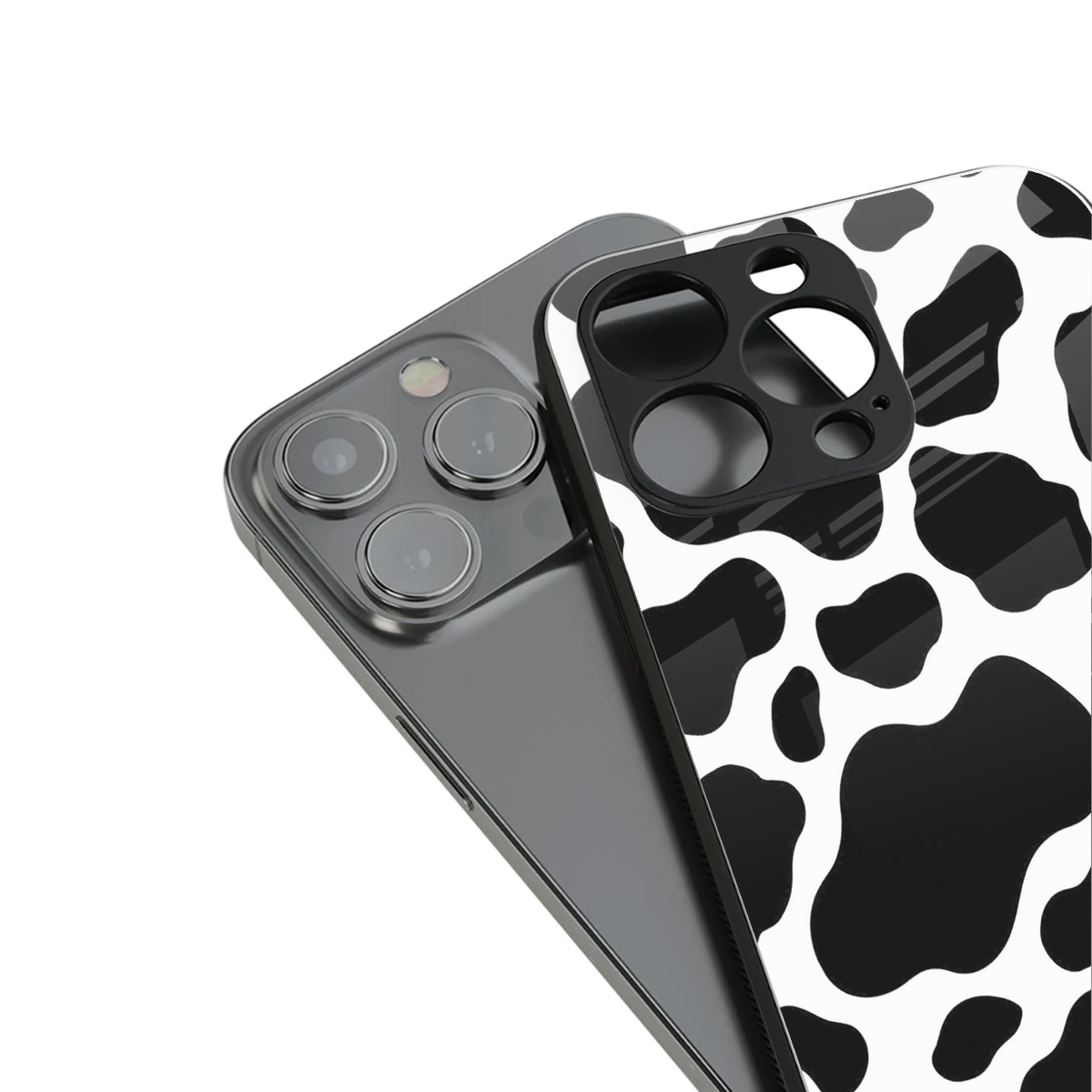 cow fur back phone cover | glass case for iphone 15 plus