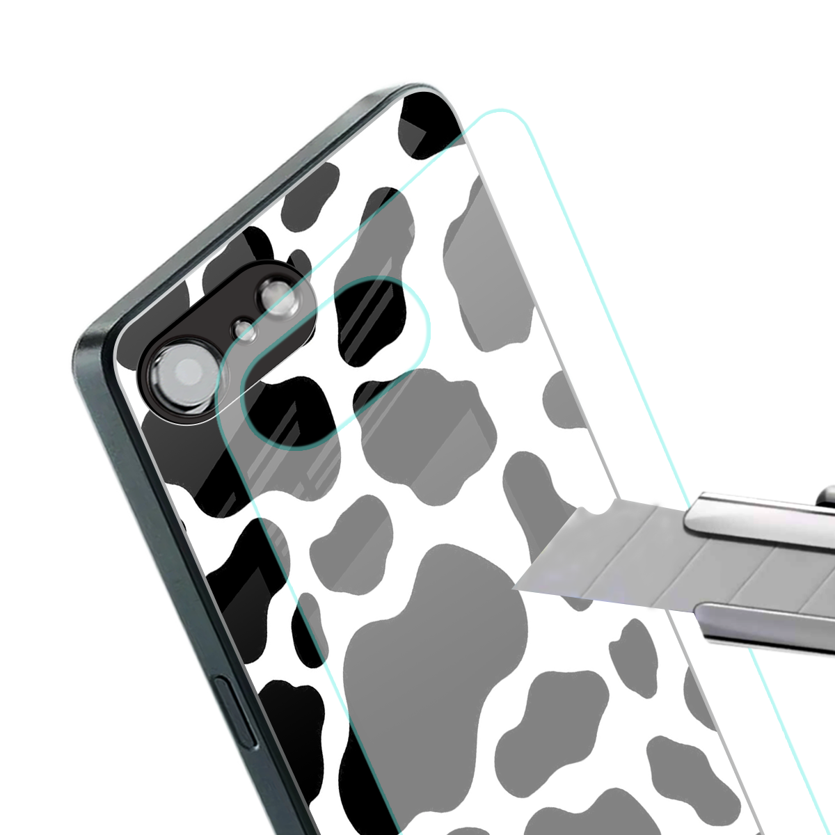 cow fur back phone cover | glass case for iphone 16e