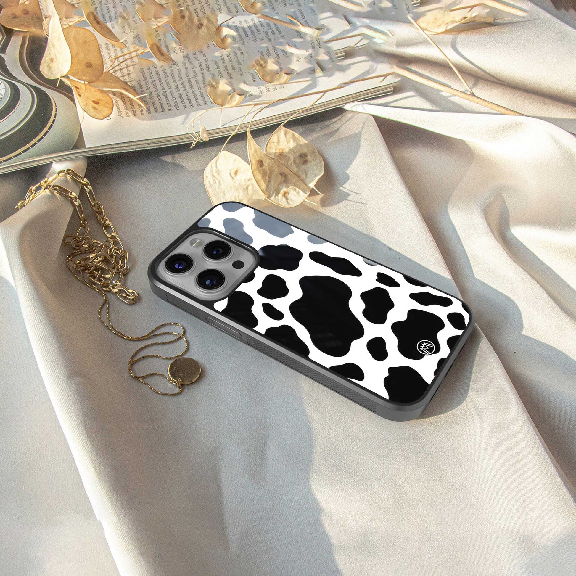 cow fur back phone cover | glass case for iphone 13 pro max
